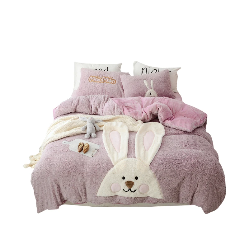 Мультяшный розовый кролик Единорог динозавр вышивка флисовая ткань Детский