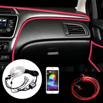 

LEEPEE Fiber Optic Ambient Lamp Car Interior Light App Control RGB Fiber Optic Remote Control Auto Decorative Light 6 Meter