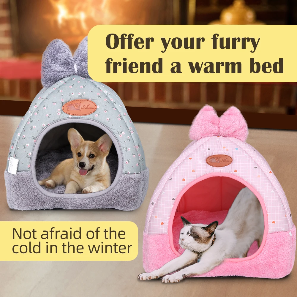 Dog Cat Beds for Small Medium Pet, Cat Bed Dogs Beds Nest House for Dog Sofa Warming Dogs House Winter Kennel for Puppy BD0153