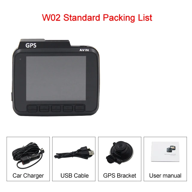 TOPSOURCE Dash Cam 4K Встроенный gps скорость координаты WiFi DVR двойной объектив видеорегистратор ночного видения 24H Park - Название цвета: W02-Standard-List