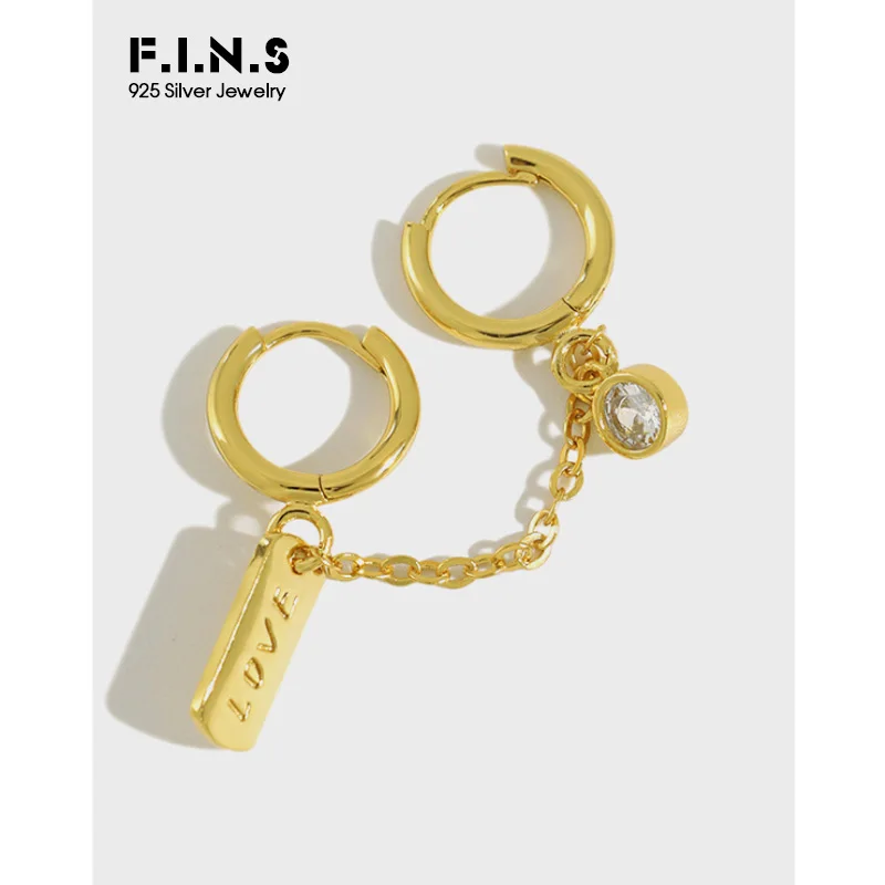 F.I.N.S 1 шт. корейские серьги из стерлингового серебра S925 пробы с двойными
