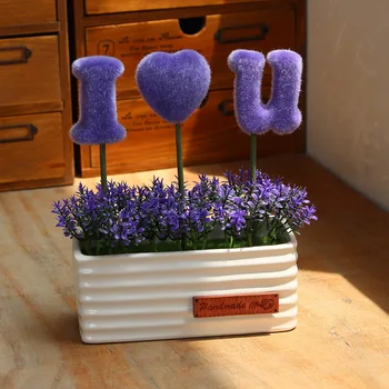 

Creative Ceramic Bottle Artificial Flower White Pot Ceramic Vase LOVE Home Office Table Decor Craft bouquet Decorative Flowers