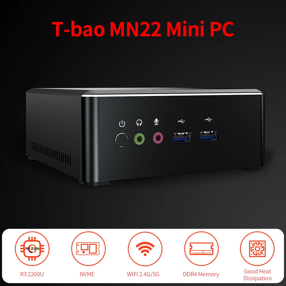 Мини ПК T bao MN22 AMD Ryzen 3 2200U 16 Гб ОЗУ 512 ГБ M.2 NVNE SSD Radeon Vega Графический мини для дома и