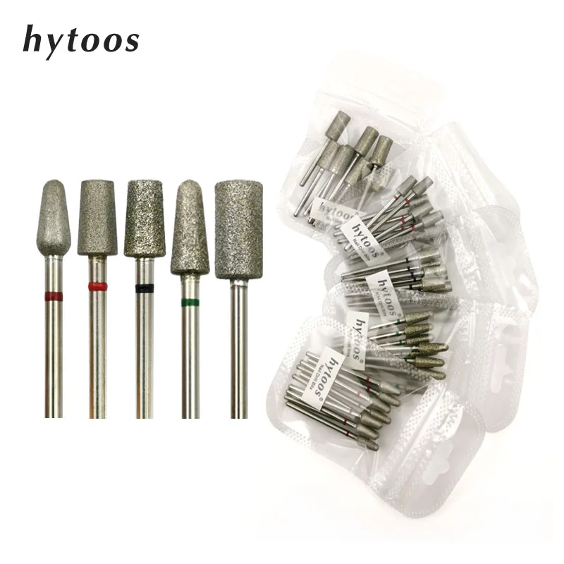 Nail Drill Bits HYTOOS 10pcs/pack Big Size Diamond Cuticle Clean Burr Russian Nail Drill Bits Pedicure Manicure Drills Accessories Nails Tools