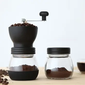 

Manual Washable Coffee Bean Grinder with 2in1 Spoon Fine Ceramic Core Hand Crank Burr Spice Pepper Powder Mill Cafe Accessories