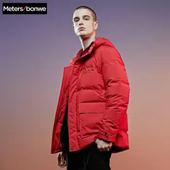 

Metersbonwe Men's Parkas Thick Down Jacket High collar Hooded Duck Down Coat Warm Climbing Parkas Clothes Snow protection Coat