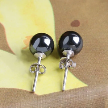 

Elegant Hematite Silver Round Earrings Ear Studs 0.24\" 6mm AXYD