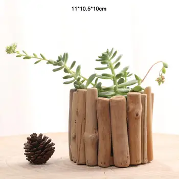 

Natural Wooden Succulent Flower Planter Small Garden Windowsill Plant Pot Cactus Herb Planter for Home and Office Decoration