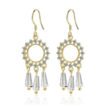 

New Arrival 100% 925 Sterling Silver Elegant Shine Cubic Zirconia Sunflower Ladies Drop Earrings Jewelry For Women Cheap Gift