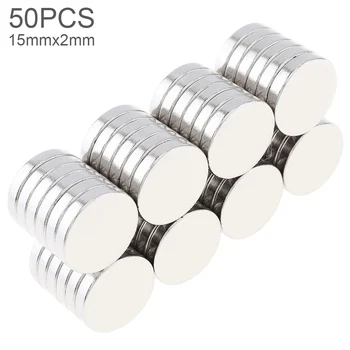 

50pcs 15 x 2mm Strong Magnetite Earth Neodymium Magnets with Round Disc Type and Permanent Magnet for Home / Office / Laboratory
