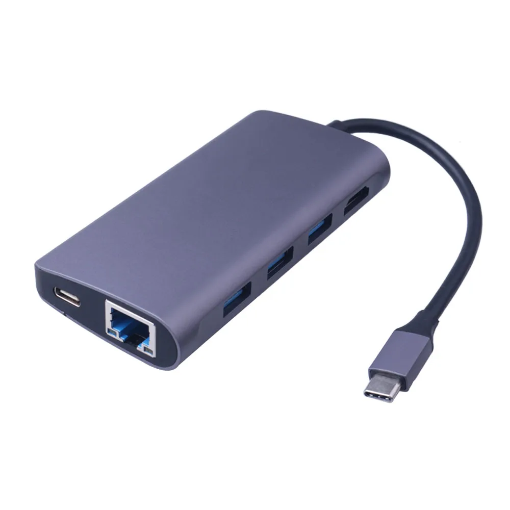 8 в 1 многопортовый USB-C концентратор типа C концентратор к HDMI 4K HD USB3.0 type-C мощность 1000 м RJ45 SD/TF кардридер адаптер