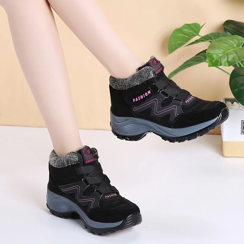 

New 2019 Women Snow Boots High Quality Winter Warm Push Ankle Boots Women Platform Female Wedge Waterproof Botas Mujer 35-42