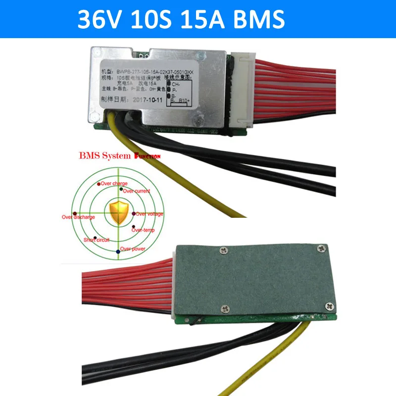 3 6 В/3 7 В ячейка 10S 36V 15A BMS используется для 8ah 10ah 12ah 15AH 20AH батарея велосипеда