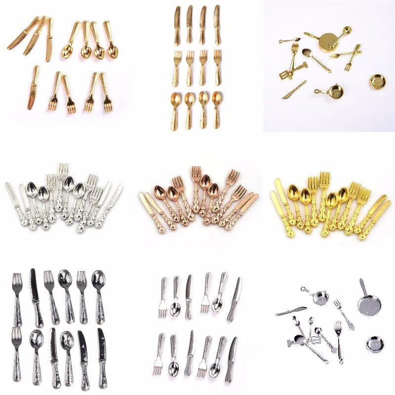Doll Accessories Plush Doll Accessories Doll Clothes Accessories Dollhouse Violin Crafts 11/12Pcs/set Vintage Dollhouse Miniatures Tableware Mini Cutlery Knife Fork Spoon Childrens Toy For Doll House Decor