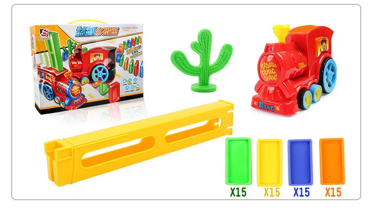 Автоматический домино кирпичная кладка игрушечный вагон поезд со звуком светильник Лифт трамплин мост катапульта поезд модель домино набор
