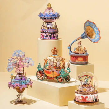 

Music Box DIY 3D Wooden Puzzle Musical Toys Assemble Model Building Kits Toys for Children Kids Adult Birthday Gift