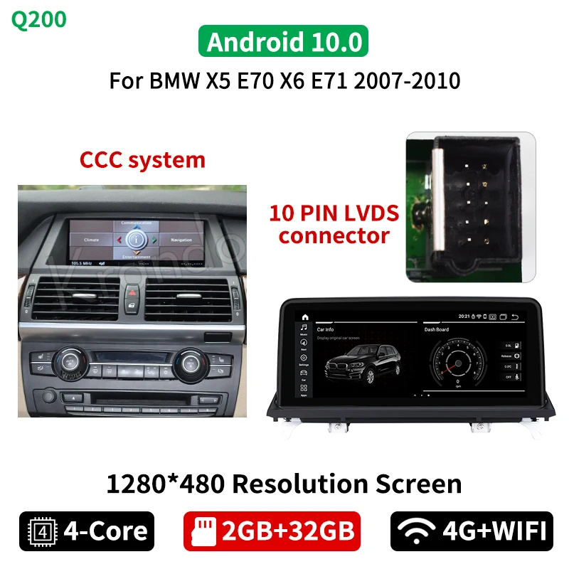 Krando Android 10 0 4 ГБ 64 25 ''автомобиля Navi аудио для BMW X5 E70/X6 E71 F15 2007 2017 CIC CCC НБТ