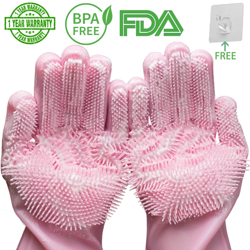 

2pcs Magic Silicone 10 colors Dishwashing Scrubber Dish Washing Sponge Rubber Scrub Gloves Kitchen Cleaning