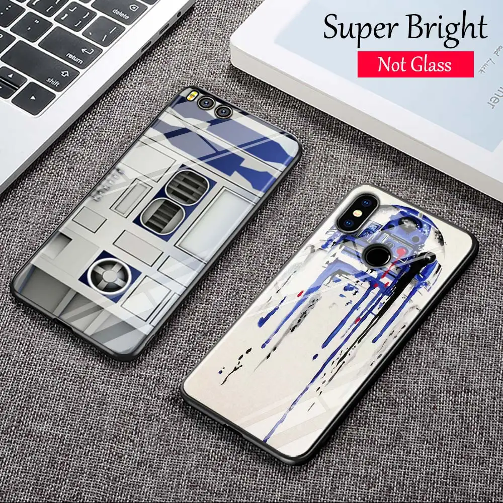 

Black Cover Star wars R2D2 for Xiaomi Mi A1 A2 5X 6X 6 8 9 9SE CC9 F1 9T 9TPro Mi Play Super Bright Glossy Phone Case