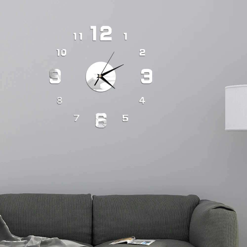 3D Wall Clock DIY Mirror Wall Stickers Home Decor Quartz Needle Watch Living Room Removable Art Decal Sticker reloj de pared Hot wall clock,wall clock sticker