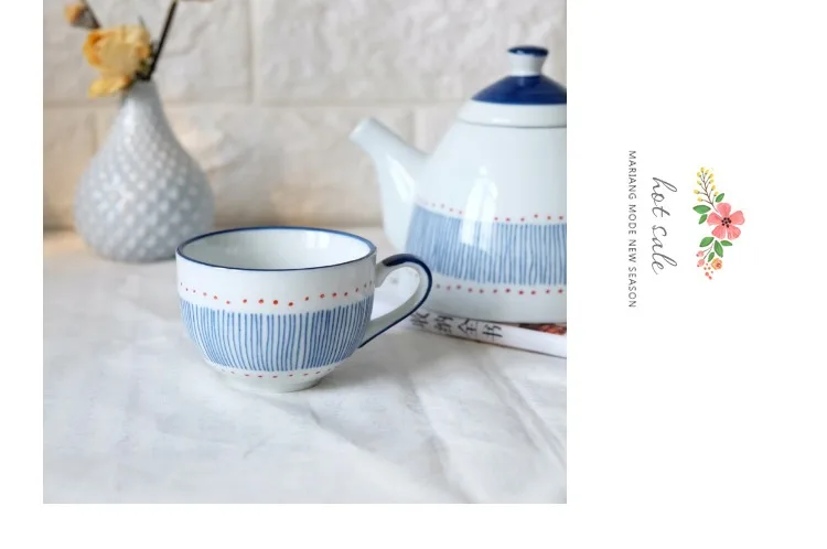 blue lines teapot tea set ceramic tea pot coffee pot milk