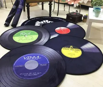 

Vinyl Record Rugs Floor Door Carpet Mats Round Dark Blue Record Carpet Area Rugs