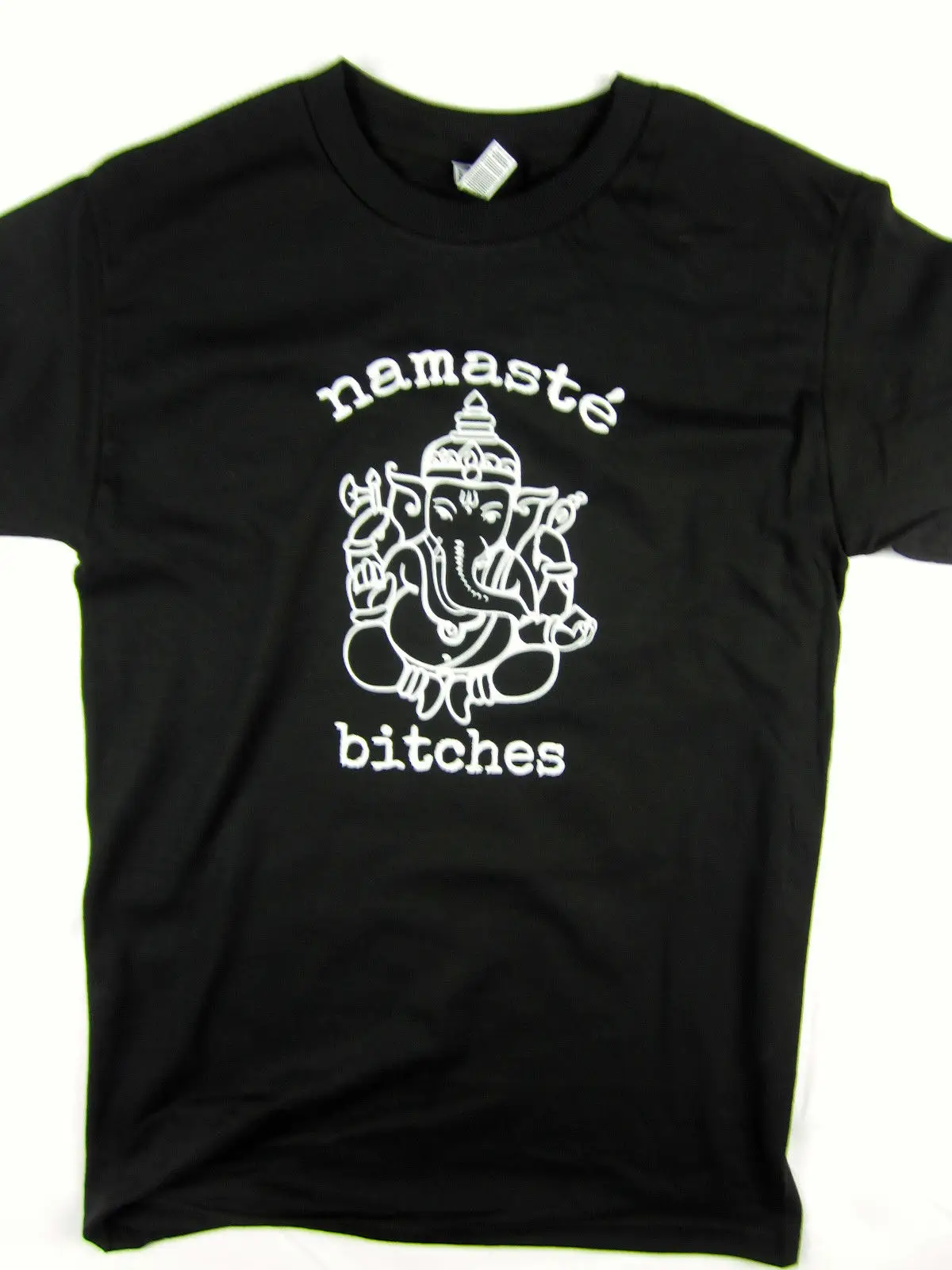 Namaste bitches yoga hindu funny elephant tee shirt men's black Choose A Size Fashion Style Men Tee 100% Cotton Classic |