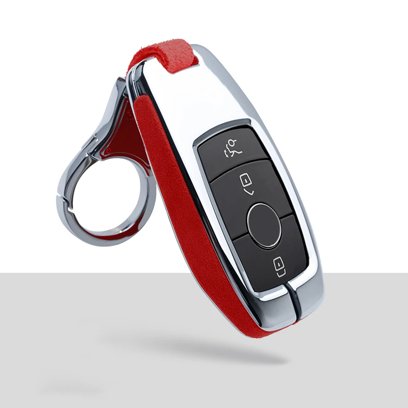 Дистанционный ключ автомобиля чехол Брелок Обложка для Mercedes Benz AMG W203 W210 W211 W124 W202W204 W205 W212 W176 C117 E Class W213 X156 W246 - Название цвета: E-red keychain 1