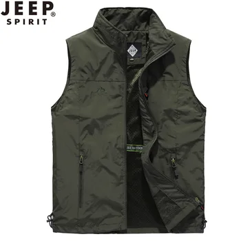 

2020 New Jeep Autumn and winter vest men's casual outdoor sports vest mesh breathable Zipper vest