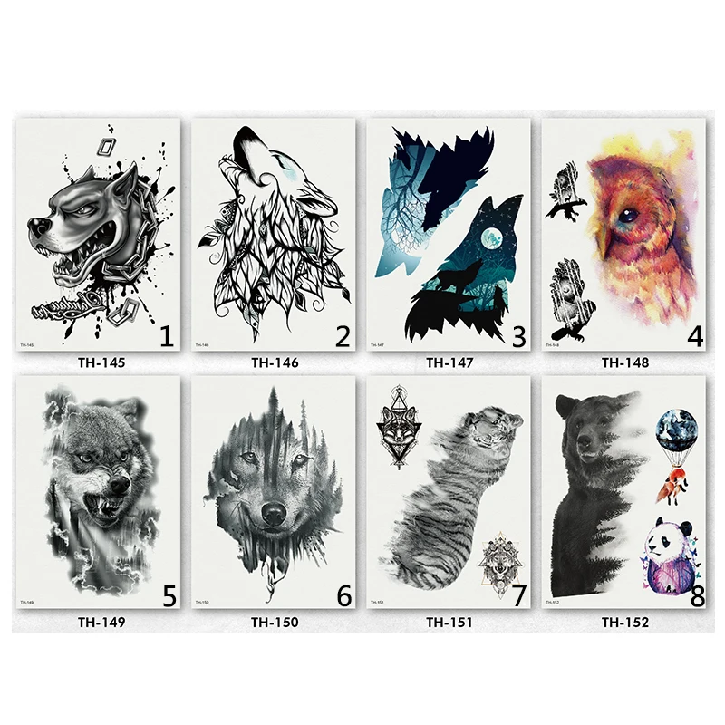 Watercolor Fox Temporary Tattoo Sticker for Waterproof Women Fake Body Art Adult Fashion Hand Tatoo Sticker