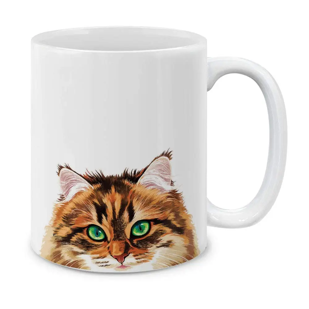 Black Brown Maine Coon Cat Ceramic Coffee Gift Mug Tea Cup, 11 OZ - Цвет: B