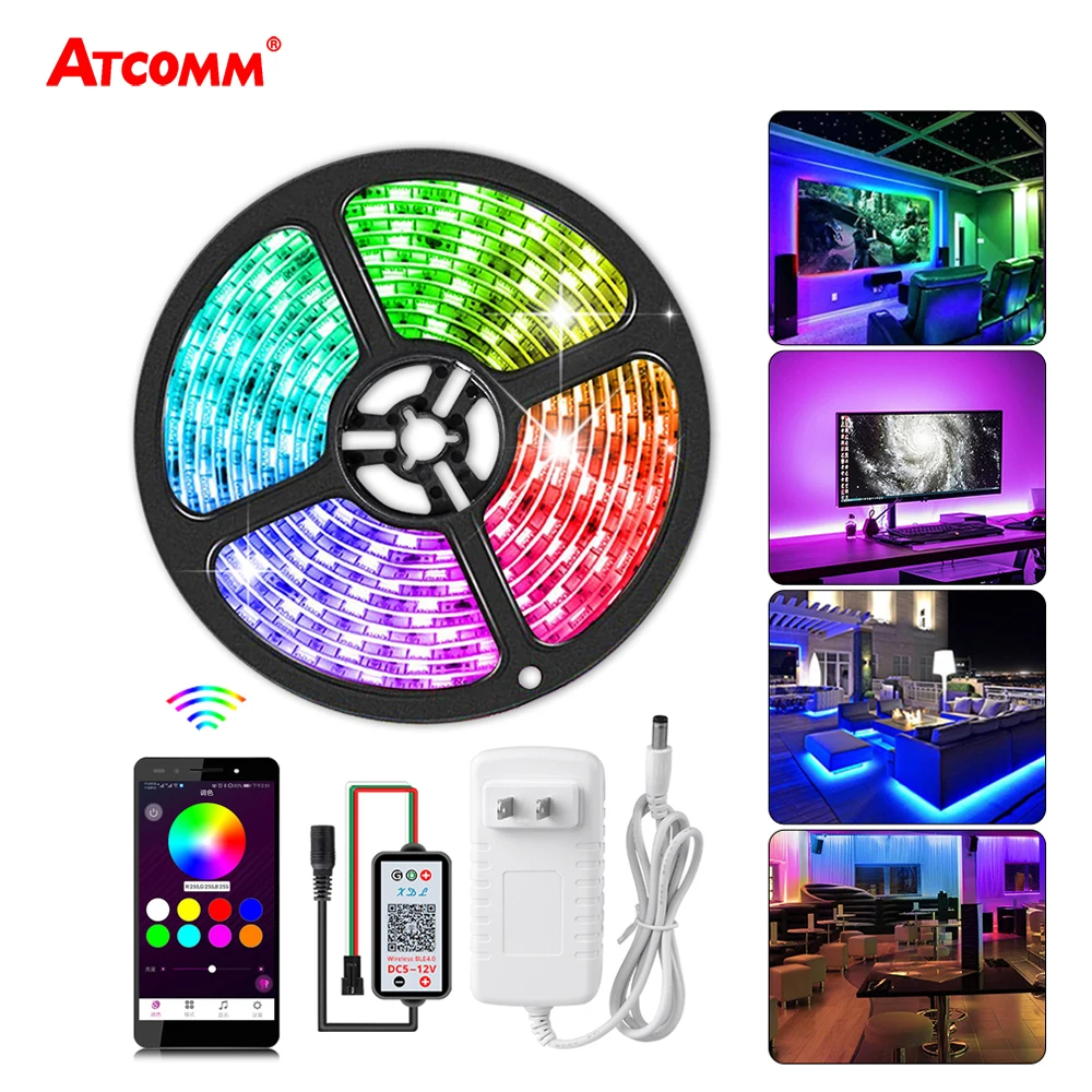Bluetooth 2811 IC RGB Светодиодная лента 5 м 5050 12 В пикселей программируемая адресная