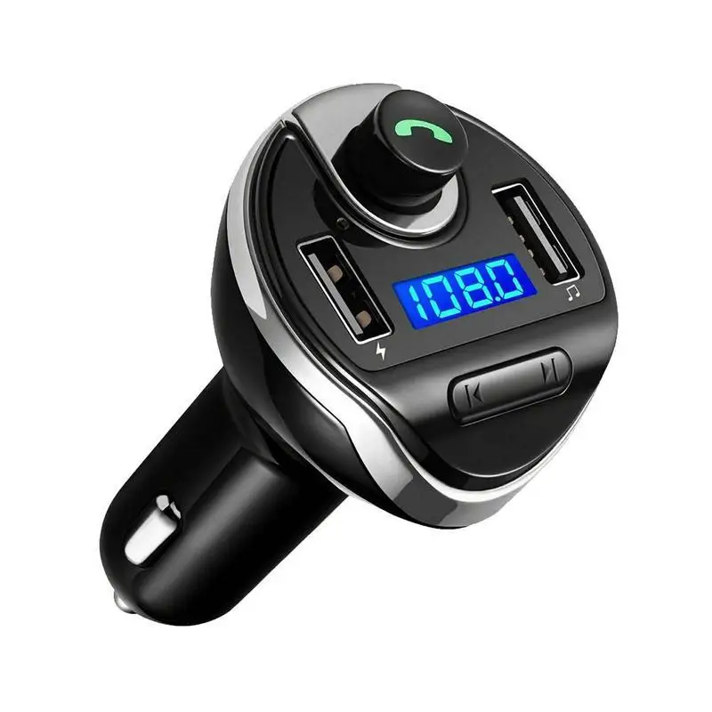 Fm-передатчик, MP3 радио адаптер, автомобильное быстрое Usb зарядное устройство, два usb-порта, Многофункциональные Беспроводные телефонные звонки, Bluetooth, автомобильный - Название цвета: Black (A)