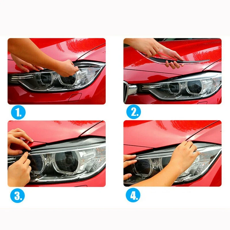 2X углеродного волокна фары бровей век крышка планки для B MW E90 E91 05-12