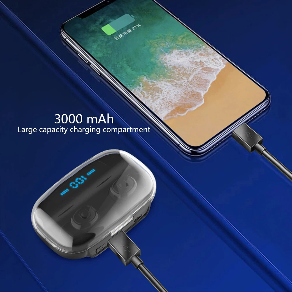 Bluetooth 5,0 с зарядным устройством, беспроводные наушники, встроенный микрофон, басовая музыка, стерео, вызов, мини, HIFI, водонепроницаемый, регулируемый объем