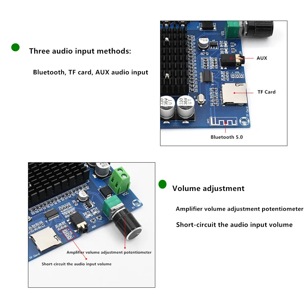 H-A105 Bluetooth 5,0 TDA7498 цифровой усилитель 2x100 Вт стерео аудио усилитель модуль Поддержка TF карты AUX