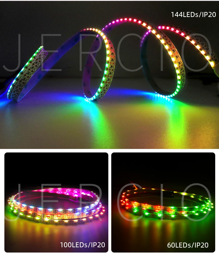 JERCIO WS2812B-side smd5050 светодиодный лента для светодиодной ленты 60/100/144 светодиодный s/пикселей/м; прибор приемно-управляемых можно резать IP30/67 DC5V Сделано