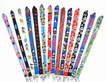 

New Arrival 1 Piece High Quality Cute Cartoon Mickey Minnie Badge Holder Strap Neck Lanyard Key Strap Mobile Phone Strap