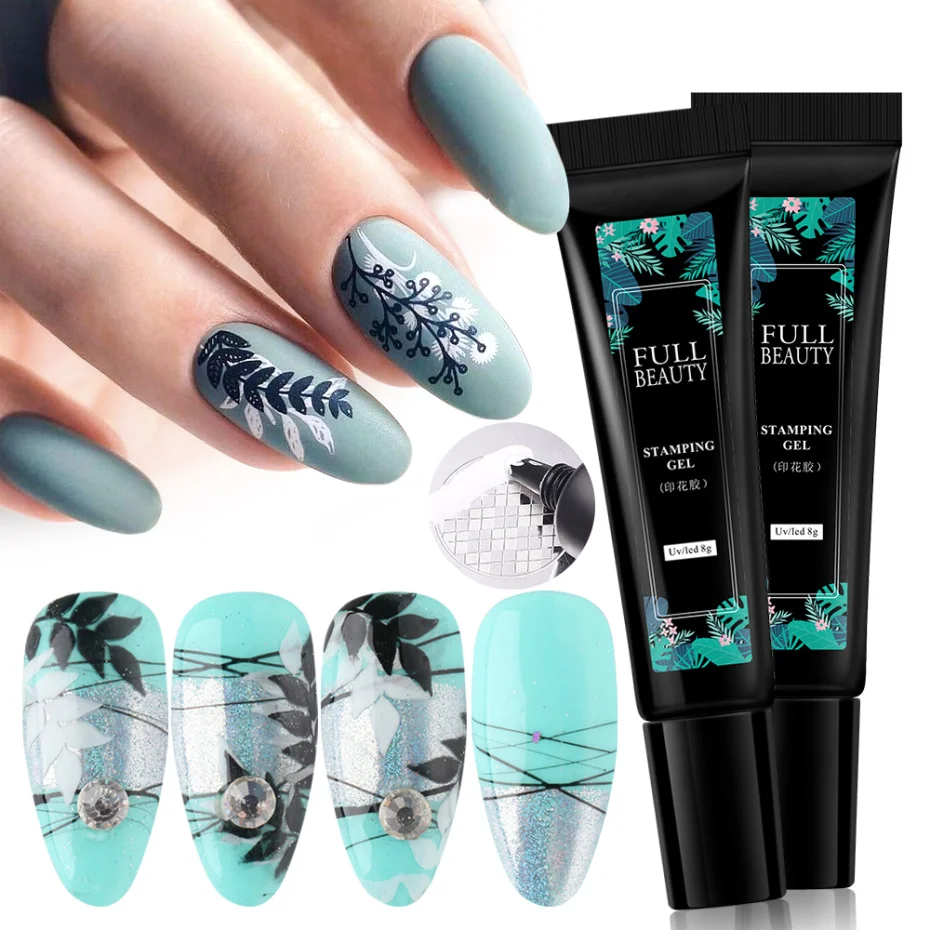 8 мл гель-Краска Лак для ногтей штамповки пластины черный белый гель Шаблон