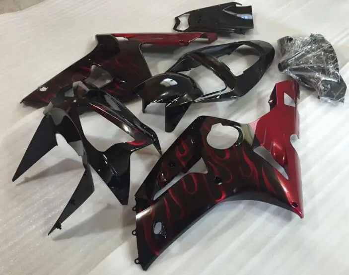 New ABS Full fairing Fit for Kawasaki ZX6R 2003 2004 motorcycle fairings ZX-6R 03 04 Ninja 636 bodywork set black red Flame | Автомобили и
