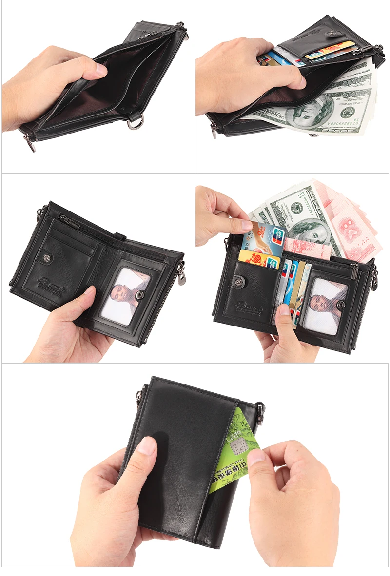 Мужской мини-кошелек из натуральной кожи, Rfid кошелек для кредитных карт, держатель для карт тонкий клатч, сумка для монет, кошелек на молнии, Мужской мягкий кожаный короткий кошелек