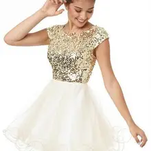 Элегантные платья для выпускного вечера трапециевидные Короткие мини-платья из органзы с блестками и оборками коктейльные платья