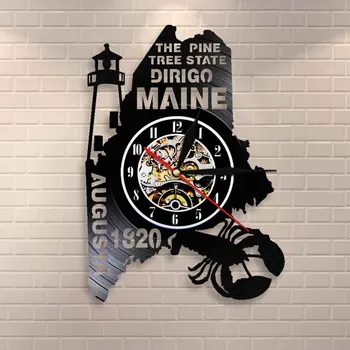 

The Pine Tree State Maine Home State Wall Clock Maine Pride Dirigo Vinyl Record Clock Living In Main Home Decor Homesick Gifts
