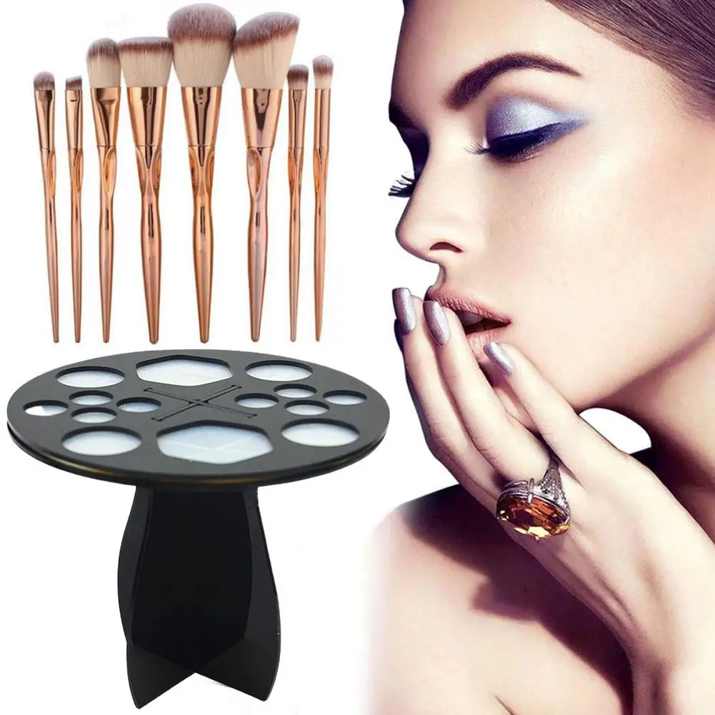 Escova de Maquiagem Rack de Cosméticos Escova de Secagem Prateleira de Armazenamento Novo Buraco Titular Maquiagem Suporte Organizador Forma Redonda Escova Cosméticos 14 5 Aplicador de sombra