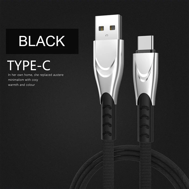 Type-C- Black Новая линия данных Android цинковый сплав линия данных подходит для Apple type-C линия данных Трехцветная однометровая Универсальная линия данных - Цвет: Type-C- Black