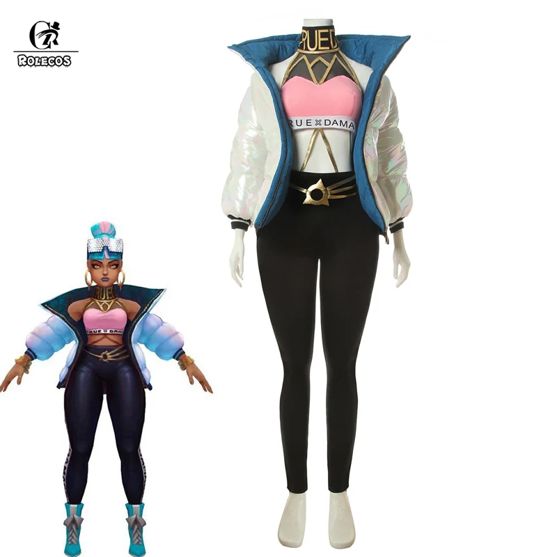 Rolecos True Schade Qiyana Cosplay Kostuum Lol Cosplay Game Qiyana Kostuum Vrouwen Winter Jas Broek Voor Halloween True Schade