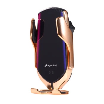 

R2 Smart Sensor Wireless Car Charger Automatic Clamping Air Vent Outlet Mount Phone Holder Stand with Charging Cable