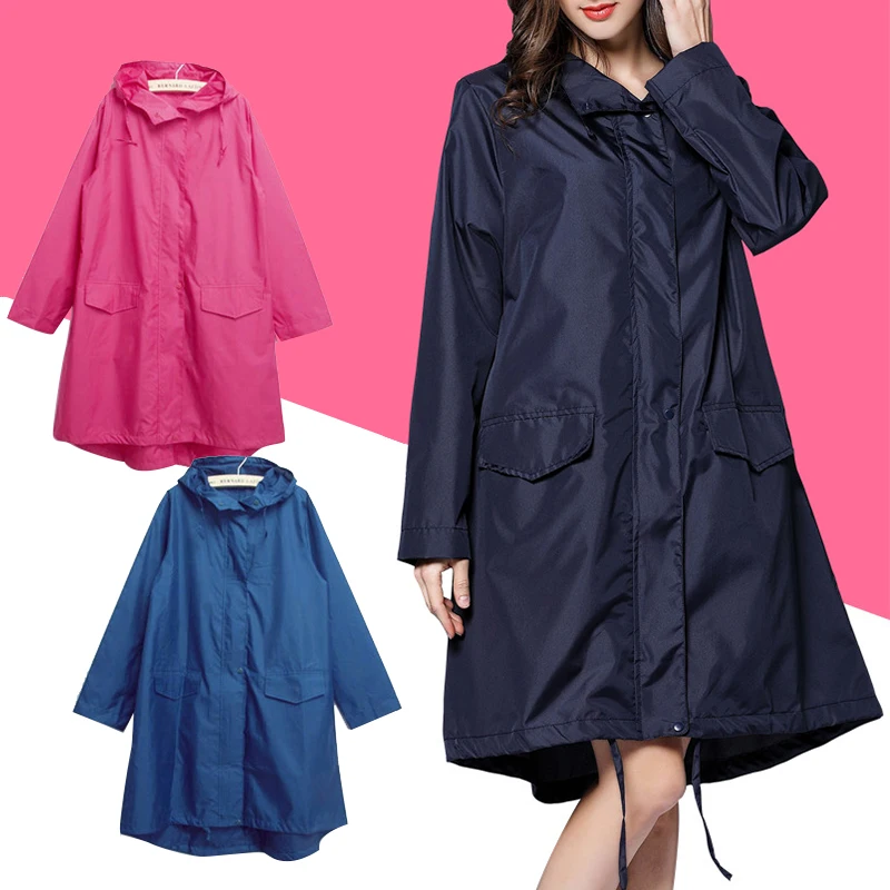 Raincoat Women Men Windbreaker Rain Clothes Hooded Poncho Portable Windproof Zipper Motorcycle Rainwear Adult Rain Jacket raincoat poncho