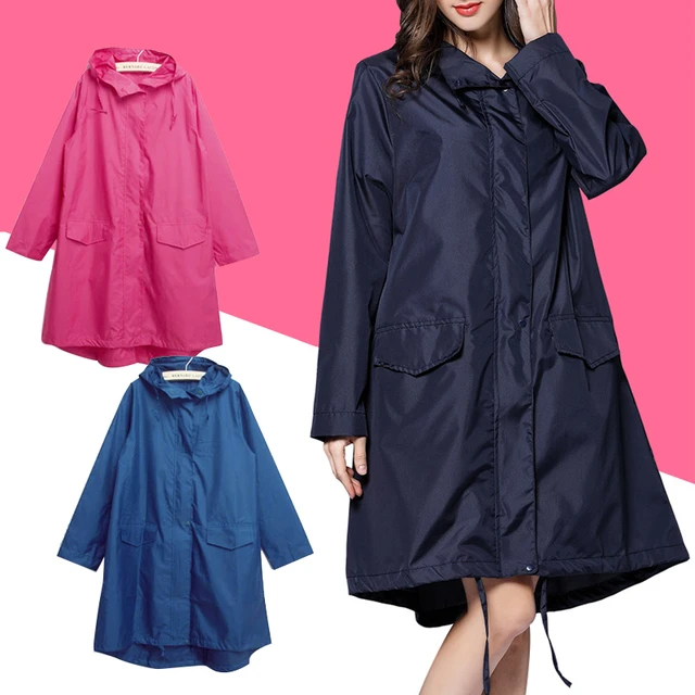 Poncho de lluvia impermeable con capucha y cremallera para mujer -  AliExpress