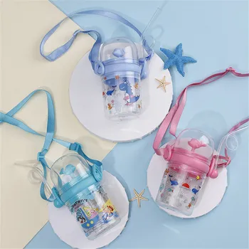 

250ML Water bottle Milk bottle Infant Cup Children Learn Feeding Straw Juice Drinking Little for Baby to Play Whale Sprays Water